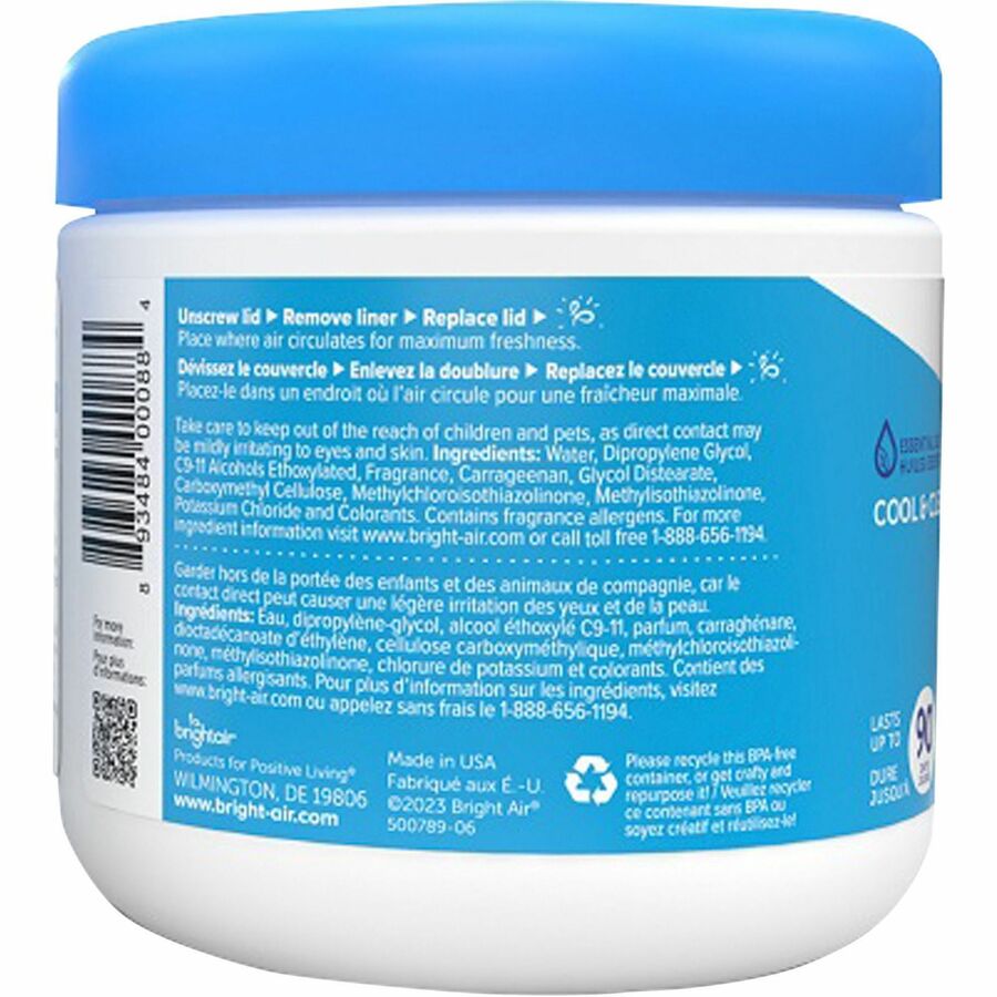 Bright Air Super Odor Eliminator Freshener - Gel - 450 ft² - 14 fl oz (0.4 quart) - Cool Clean - 60 Day - 6 / Carton