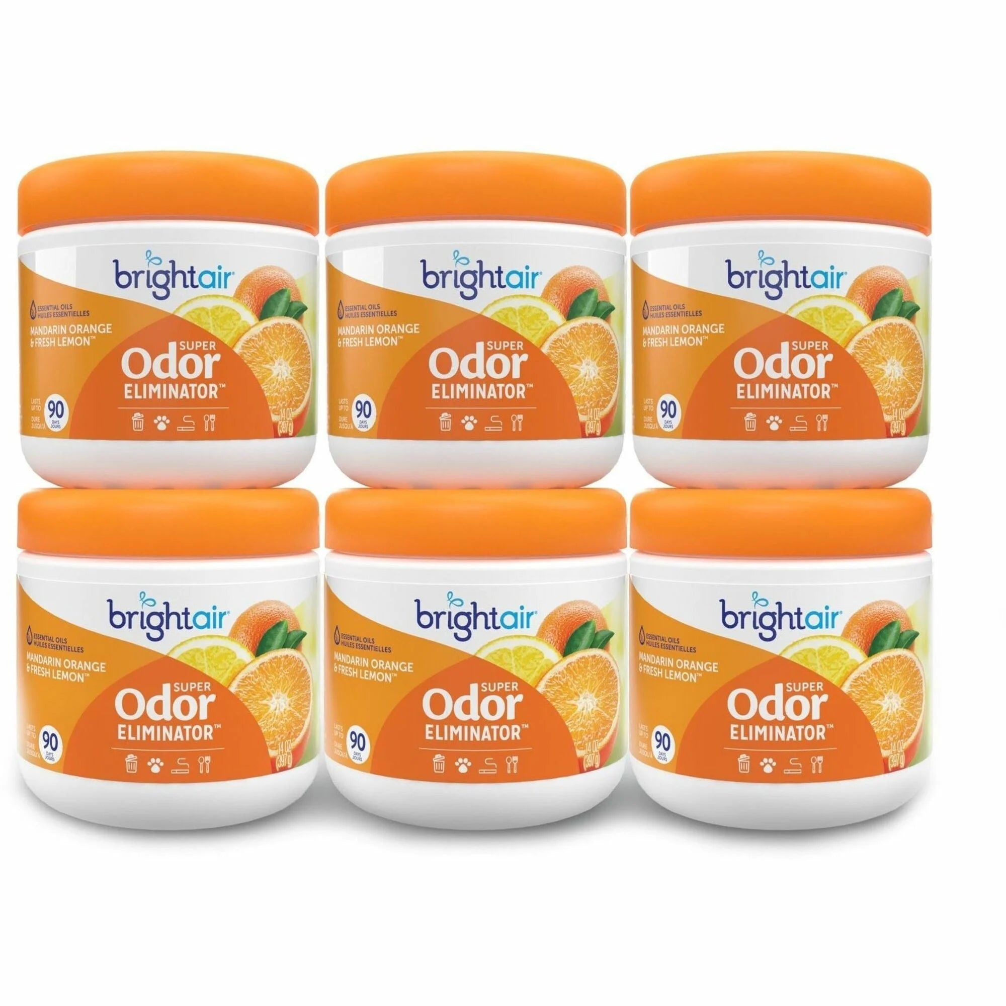 Bright Air Super Odor Eliminator Gel: Fresh Lemon & Mandarin Orange - 60 Day - 6/Carton - Fresheners