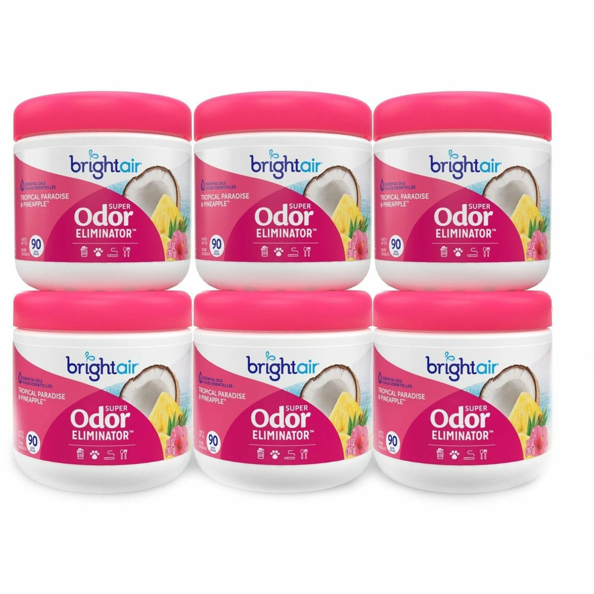 Bright Air Super Odor Eliminator: Tropical Paradise & Pineapple - 90 Day - 6/Carton - Fresheners