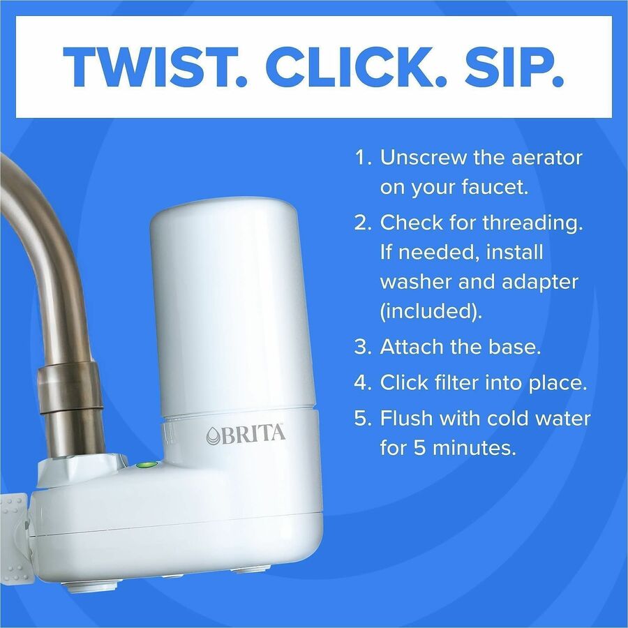 Brita Faucet Mount System with Elite Advanced Replacement Filter - 100 gal Life (Water Capacity) - 432 / Pallet - Water