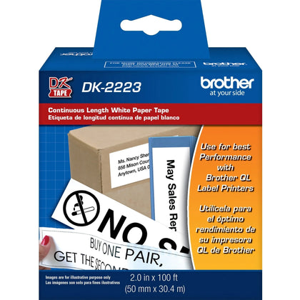 Brother BK on WE Continuous Length Paper Labels - 2’’ Width - White - 1 Roll - Label Maker Supplies