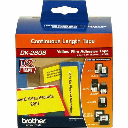 Brother Continuous Length Film Tape - Yellow Direct Thermal - 1 Roll - Label Maker Supplies