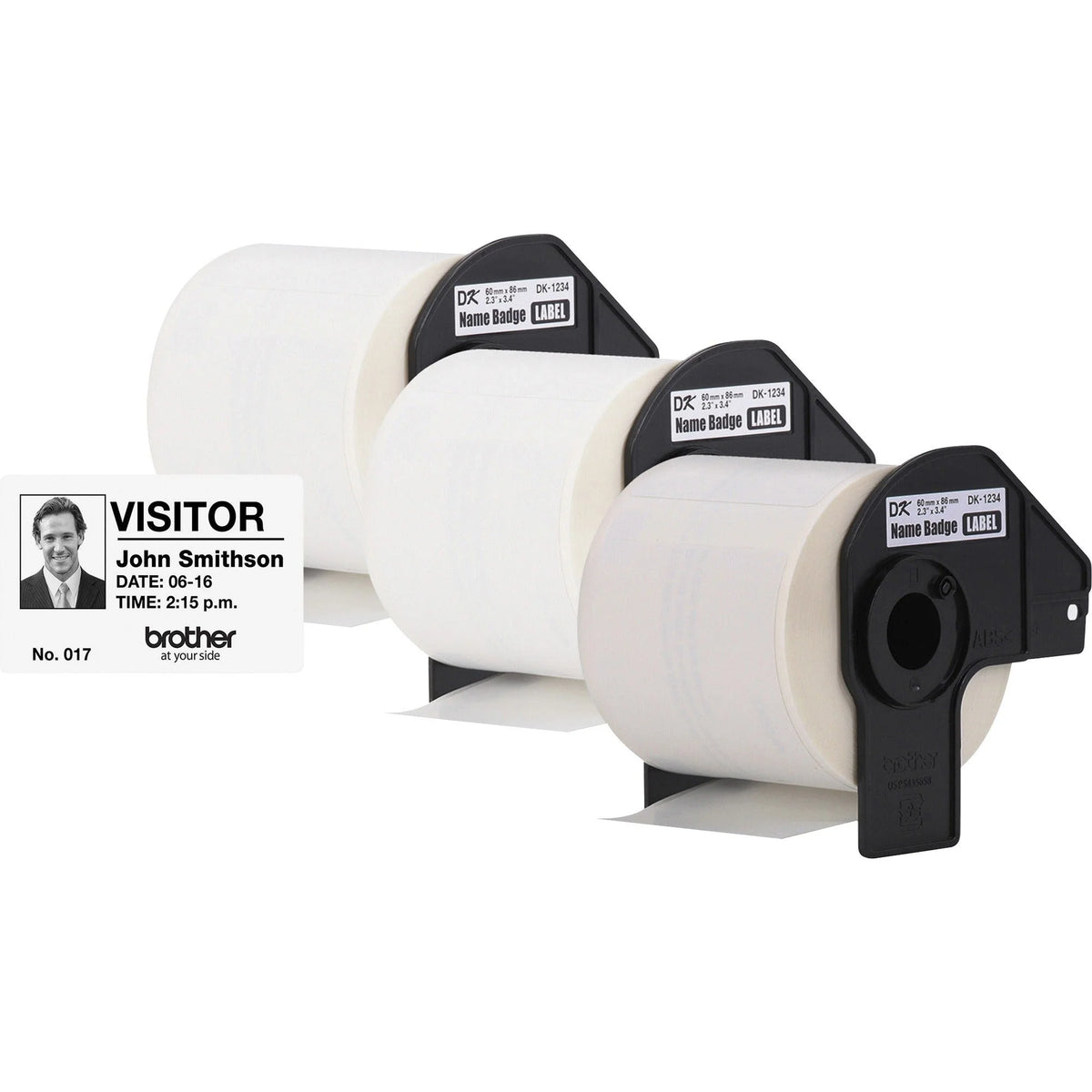 Brother DK Name Badge Labels: White Thermal Paper 260/Roll 3/Box - Label Tapes & Maker Labels