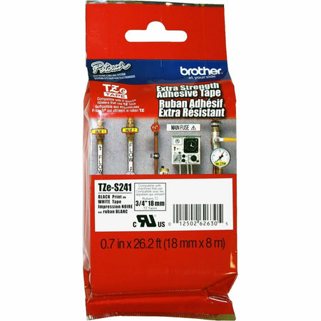 Brother Extra-Strength Adhesive 3/4’’ Laminated Tape-x 45/64’’ Width White Black Polyethylene 1 Each Thermal Transfer
