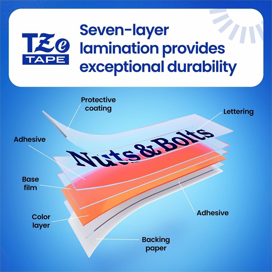 Brother Genuine P-touch TZeS231 BK on WHT Label Tape, Strong Adhesive Lam., 12mmX8m - Alternate-Image7