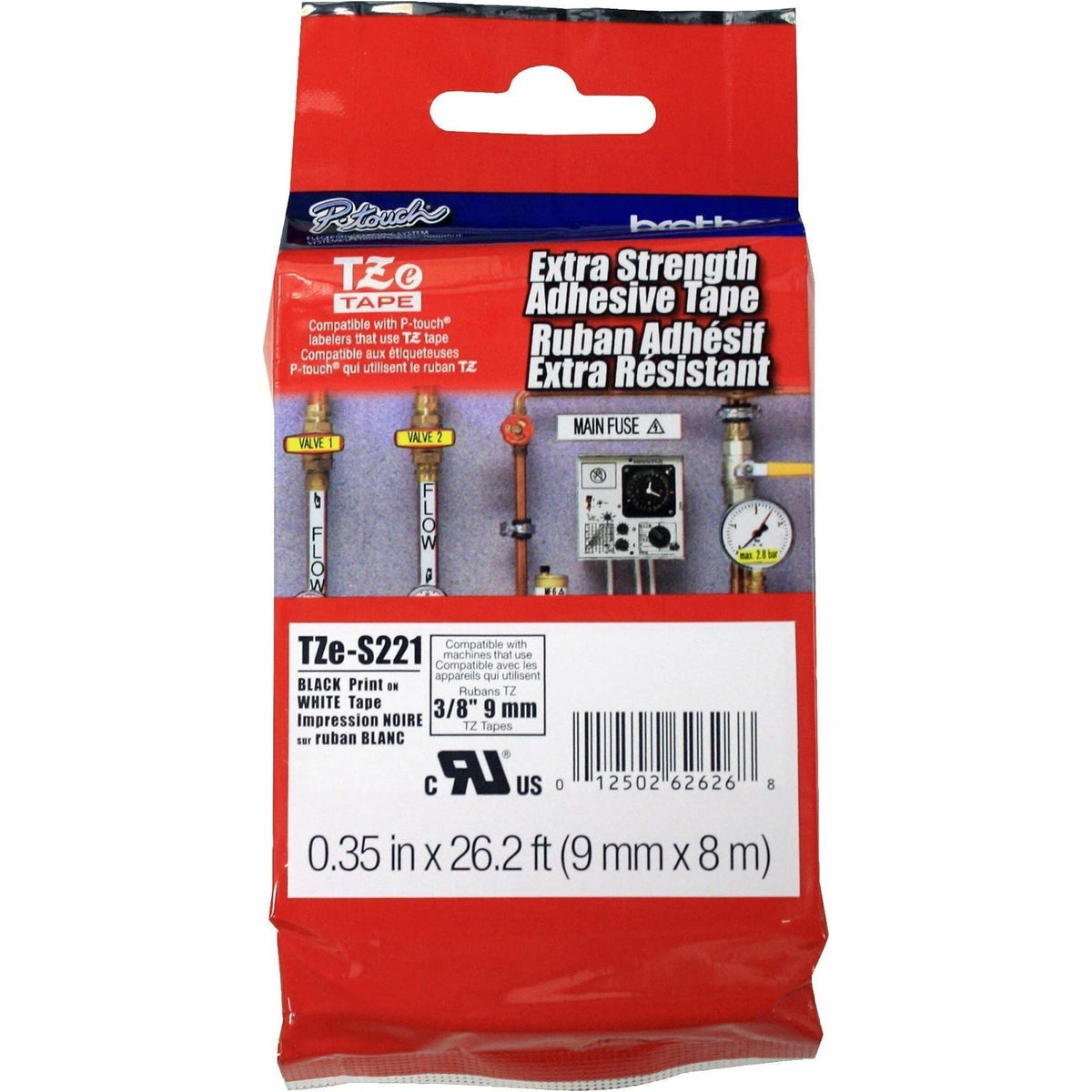 Brother Industrial TZe Tape Cartridge - 3/8’’ White Polyethylene Roll - Label Maker Supplies