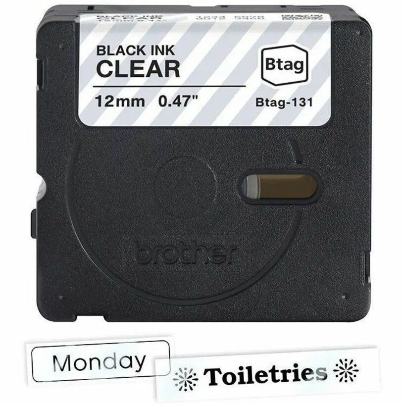 Brother P-touch BTAG-131 Black on Clear Label Tape - Alternate-Image1