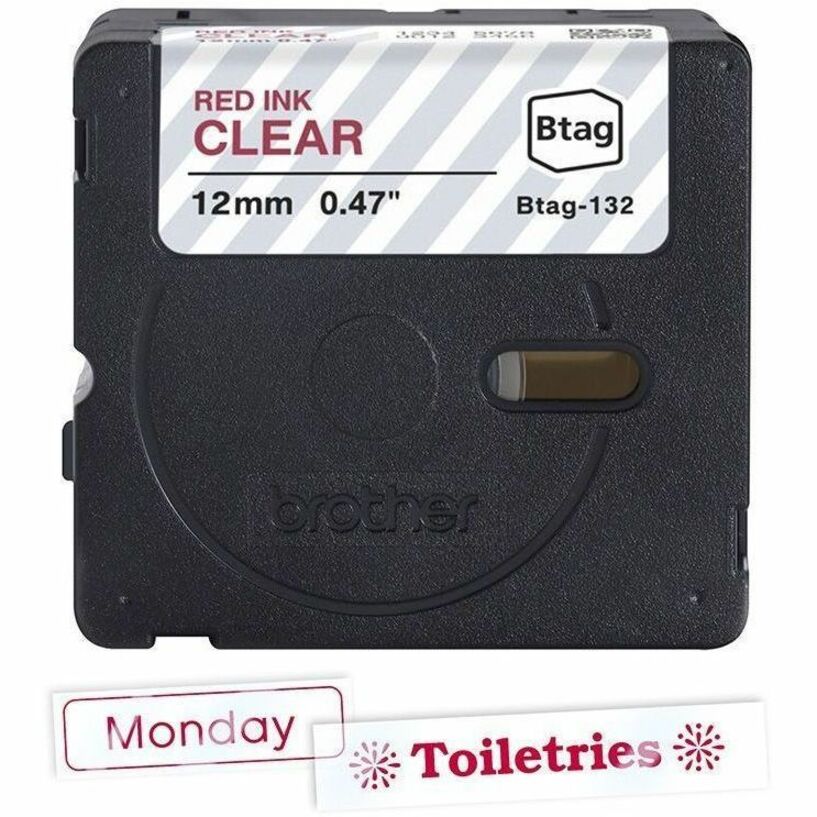 Brother P-touch BTAG-132 Red on Clear Label Tape - Alternate-Image1