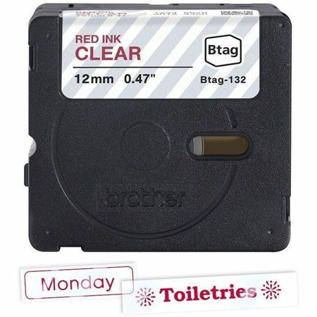 Brother P-touch BTAG-132 Red on Clear Label Tape - Alternate-Image1