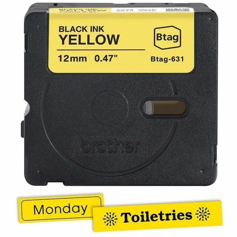 Brother P-touch BTAG-631 Black on Yellow Label Tape - Alternate-Image1