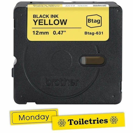 Brother P-touch BTAG-631 Black on Yellow Label Tape - Alternate-Image1