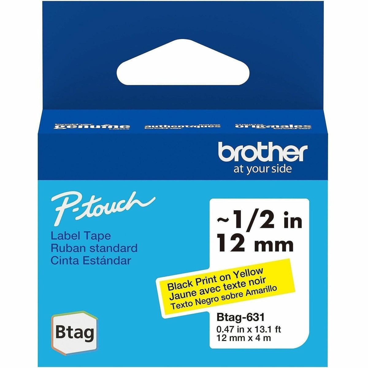 Brother P-touch BTAG-631 Black on Yellow Label Tape - 2000