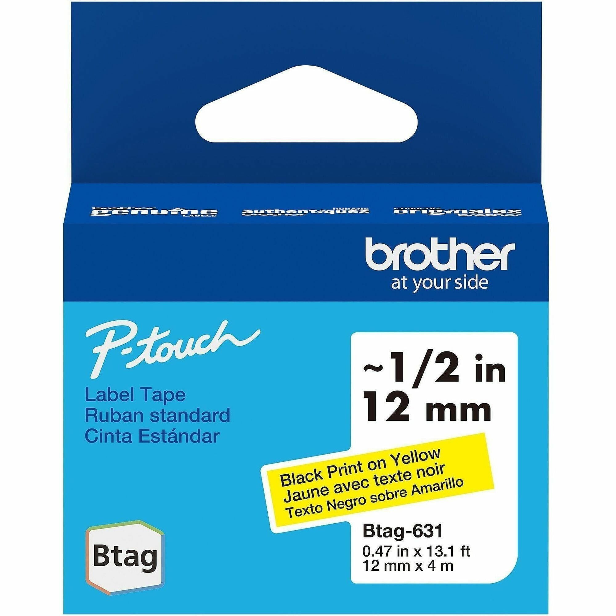 Brother P-touch BTAG-631 Black on Yellow Label Tape - 2000