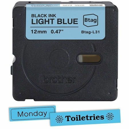 Brother P-touch BTAG-L31 Black on Light Blue Label Tape - Alternate-Image1