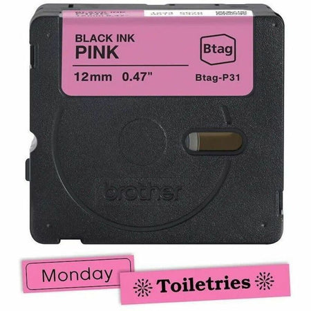 Brother P-touch BTAG-P31 Black on Pink Label Tape - Alternate-Image1