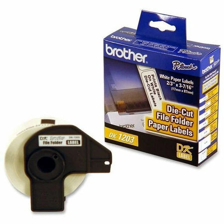 Brother QL Printer: File Folder Labels - White Paper Direct Thermal - 300/Roll - Label Maker Supplies