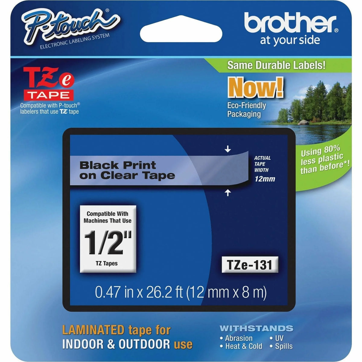 Brother TZe 1/2’’ Laminated Tape Cartridge - Water Grease Grime & Temperature Resistant - Label Maker Supplies