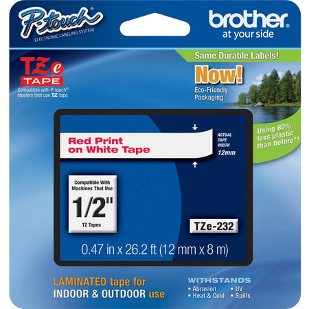 Brother TZe 1/2’’ White Laminated Tape Cartridge - Water Grease & Grime Resistant - Label Maker Supplies