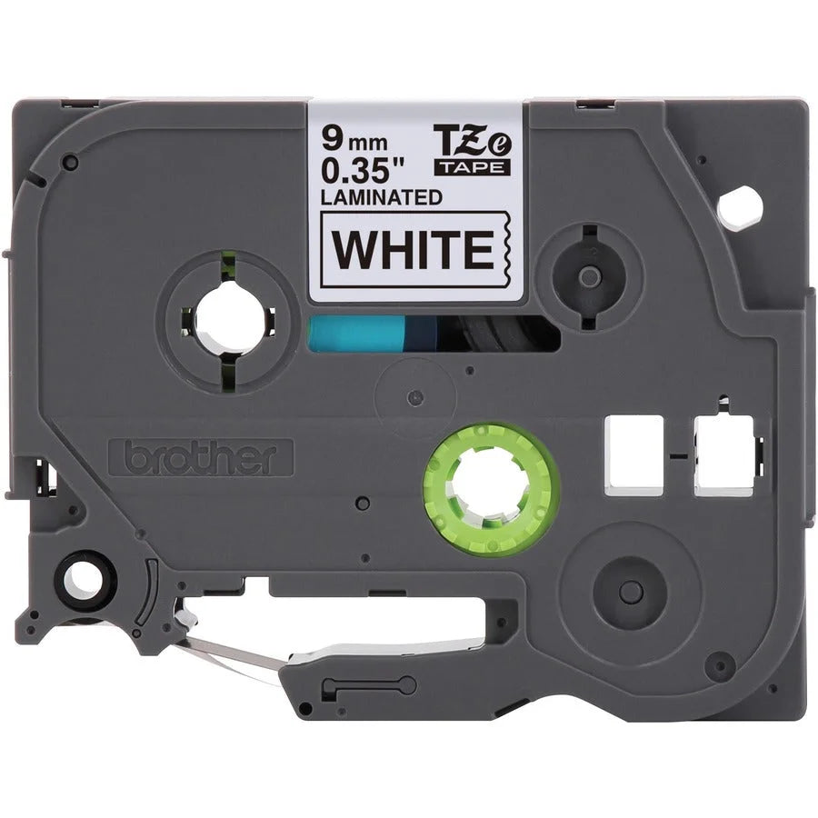 Brother TZe 3/8’’ White Laminated Tape Cartridge - Water Grease & Temperature Resistant - Label Maker Supplies