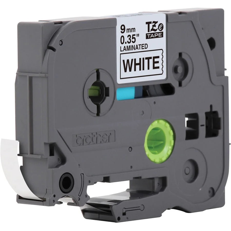 Brother TZe 3/8’’ White Laminated Tape Cartridge - Water Grease & Temperature Resistant - Label Maker Supplies