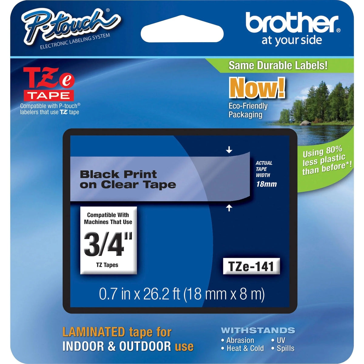 Brother TZe Clear Laminated Tape - 3/4’’ Width - Water Grease & Temperature Resistant - Label Maker Supplies