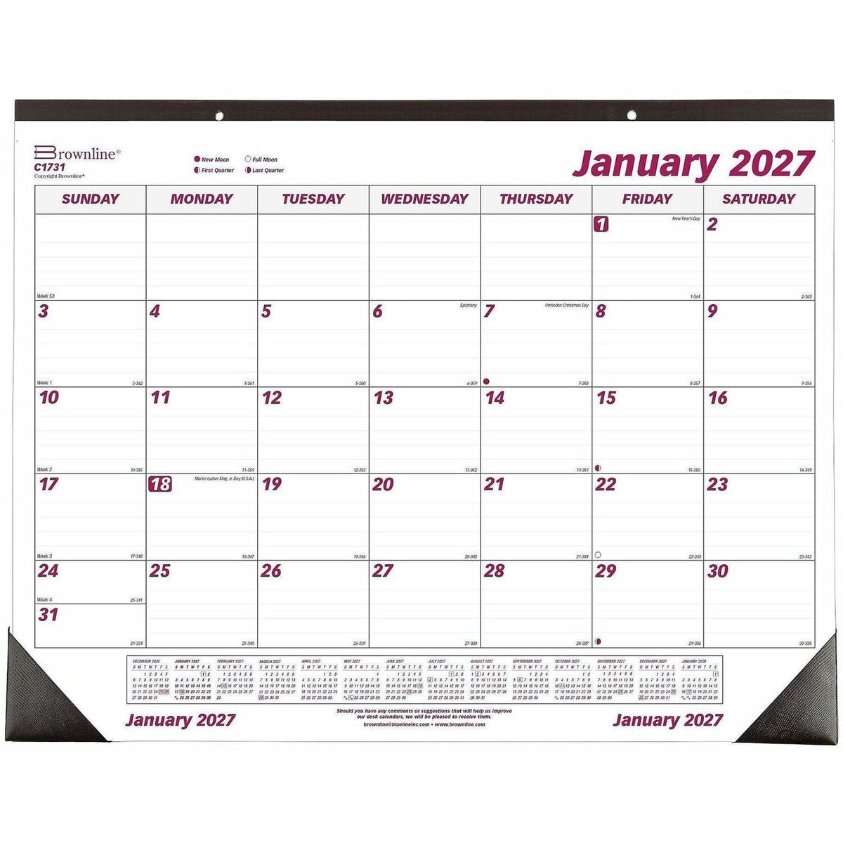 Brownline Professional Monthly Desk/Wall Calendar - 1500