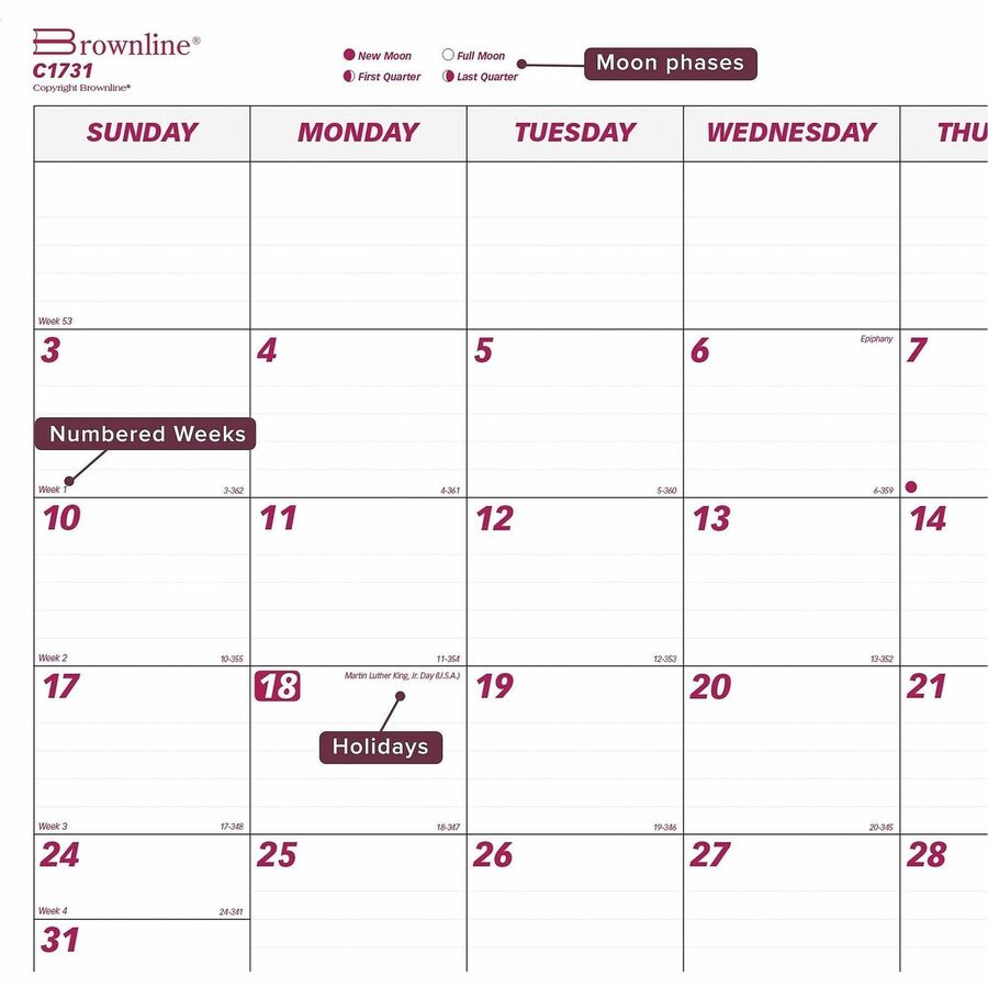 Brownline Professional Monthly Desk/Wall Calendar - Alternate-Image2