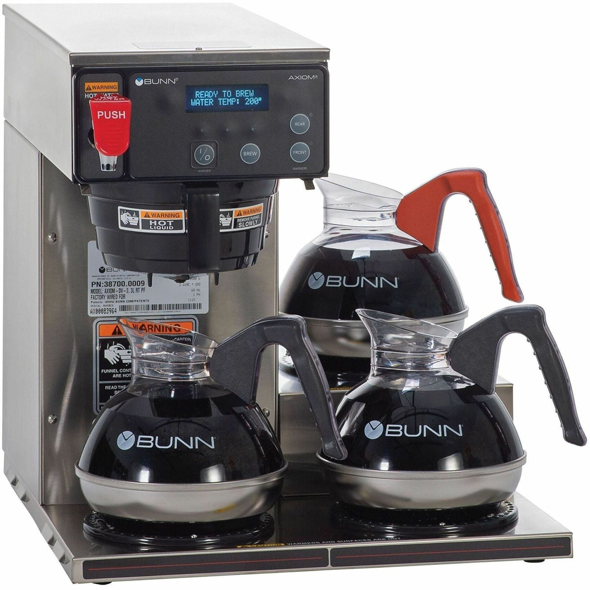 BUNN 12-cup Digital 3-Warmer Commercial Brewer - Programmable - 1800 W - 1.56 gal - 12 Cup(s) - Multi-serve - Coffee