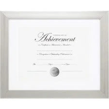 Burnes Brushed Silver Document Frame - 11’’ x 14’’ Size - Rectangle - Vertical Horizontal - 1 Each - Frames & Plaques