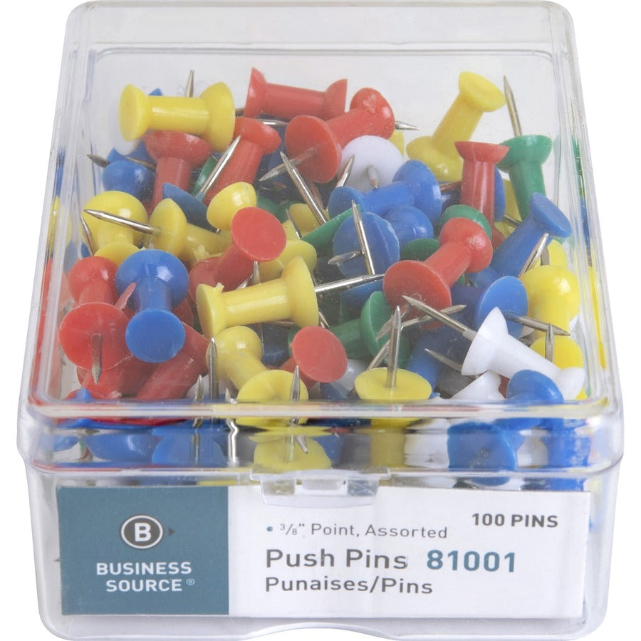 Business Source 1/2" Head Push Pins - Top