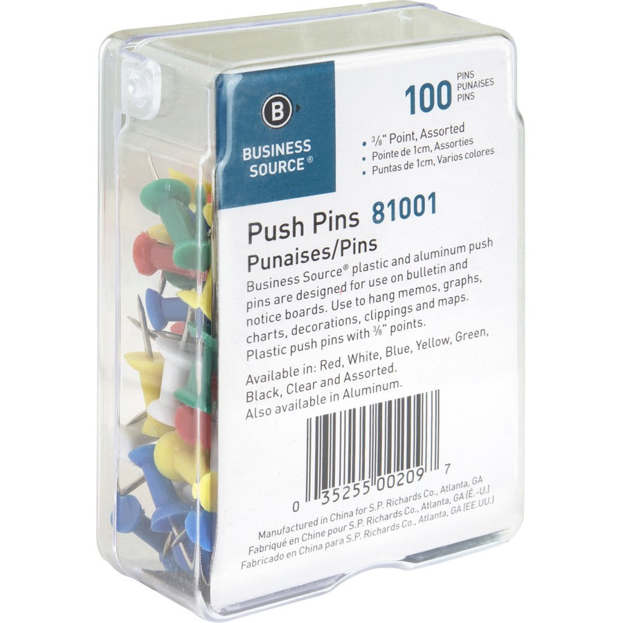Business Source 1/2" Head Push Pins - Right