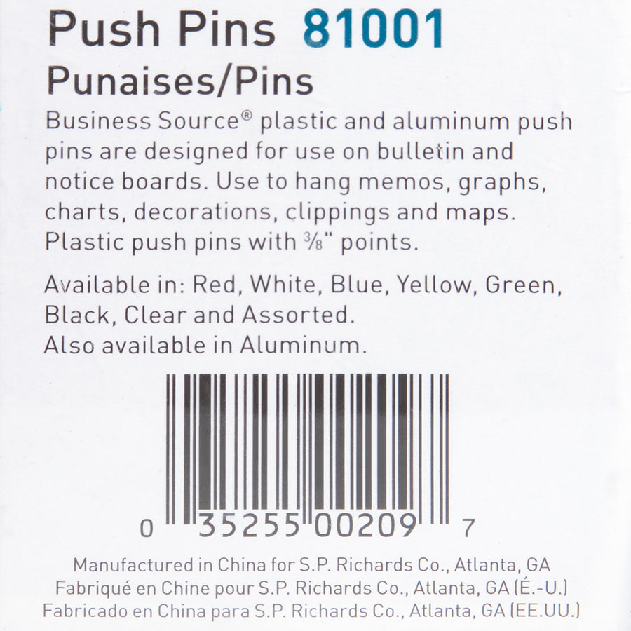 Business Source 1/2" Head Push Pins - Alternate-Image1