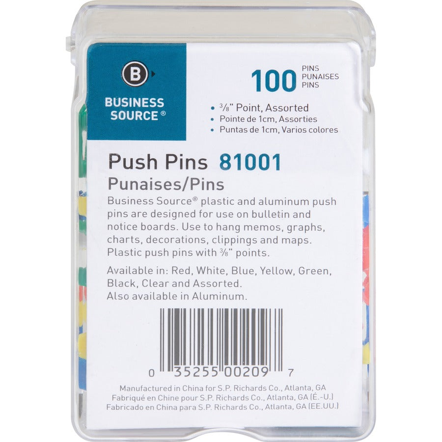 Business Source 1/2" Head Push Pins - Front
