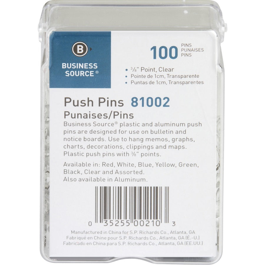 Business Source 1/2" Head Push Pins - Top