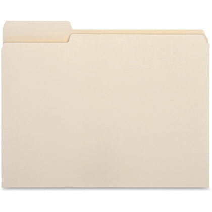 Business Source 1/3 Tab Cut Letter Recycled File Folders - Eco-Friendly Manila - 100/Box - Top