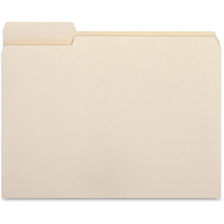 Business Source 1/3 Tab Cut Letter Recycled File Folders - Eco-Friendly Manila - 100/Box - Top