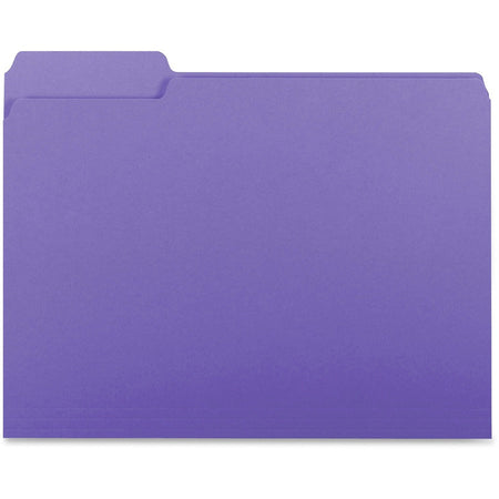 Business Source 1/3 Tab Cut Letter Recycled File Folders - Purple - 100/Box - Top
