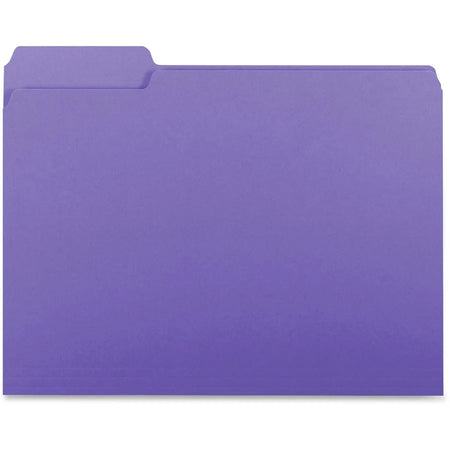 Business Source 1/3 Tab Cut Letter Recycled File Folders - Purple - 100/Box - Top