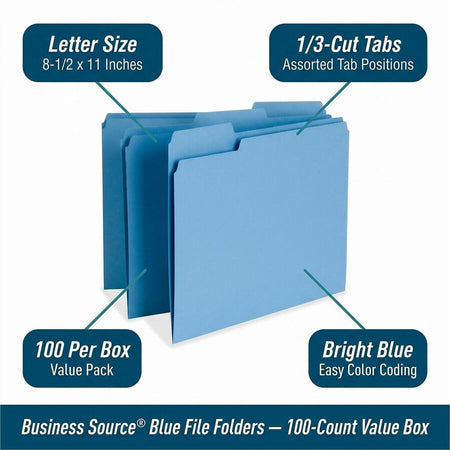 Business Source 1/3 Tab Cut Letter Recycled Top Tab File Folder - Alternate-Image1