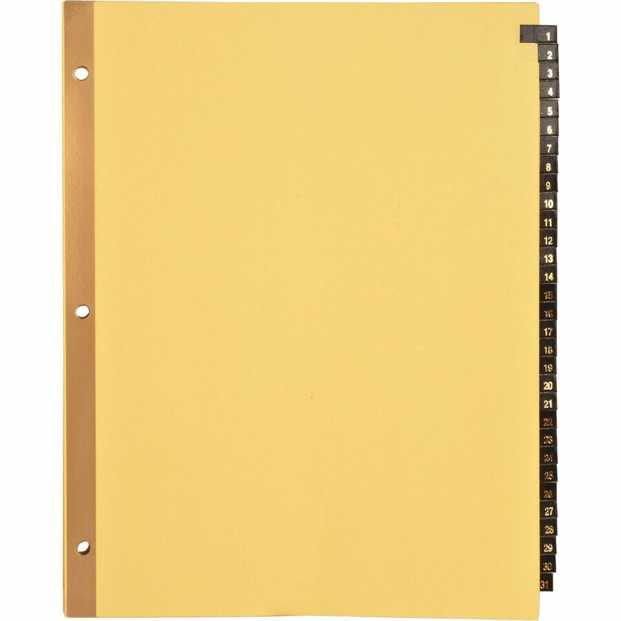 Business Source 1-31 Black Leather Tab Index Dividers - Front