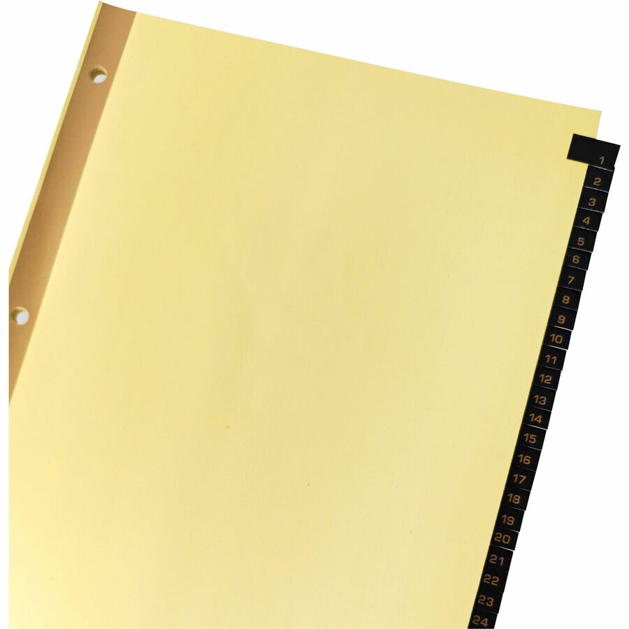 Business Source 1-31 Black Leather Tab Index Dividers - Top