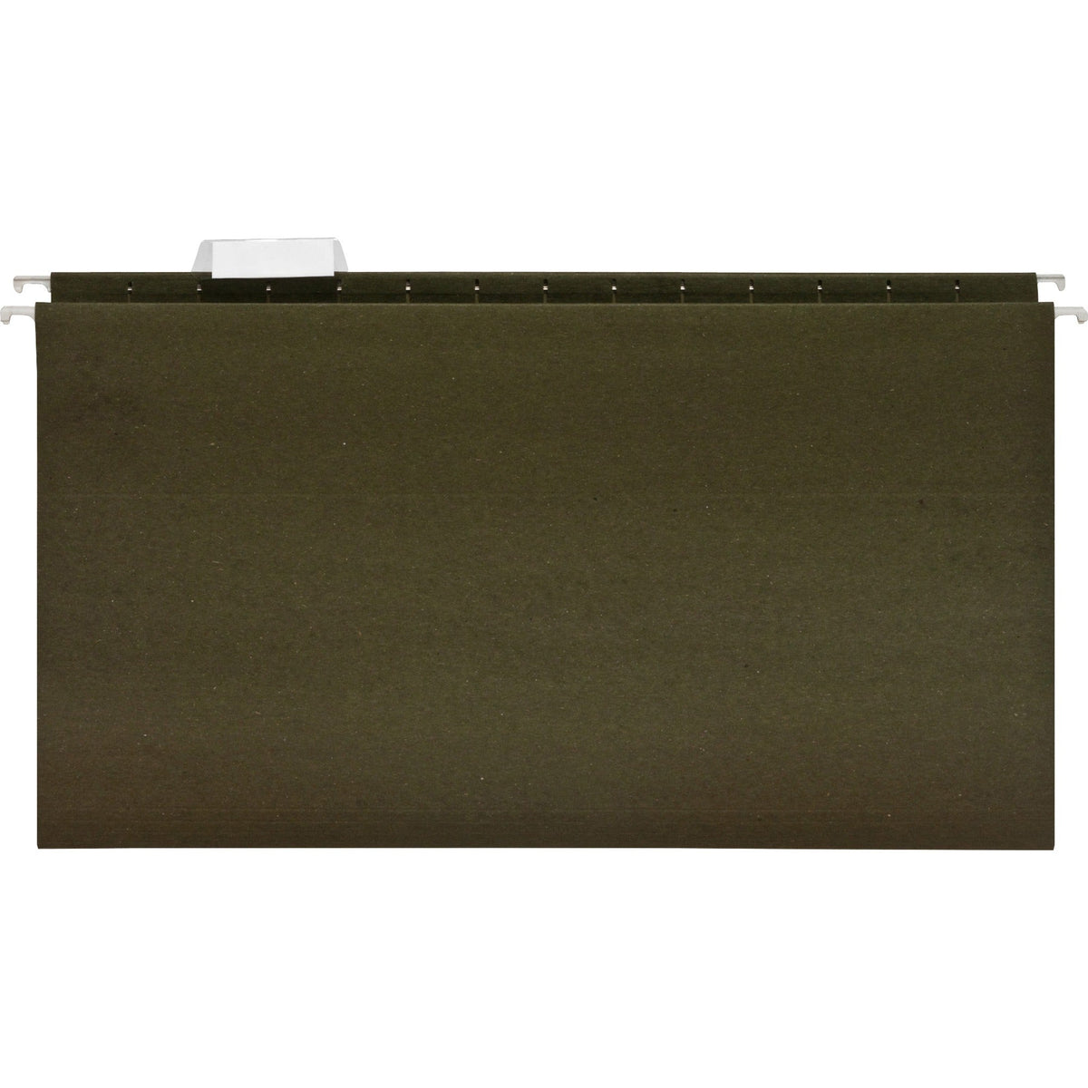 Business Source 1/5 Tab Cut Legal Recycled Hanging Folder - 8 1/2’’ x 14’’ - 11 pt. - Poly - Green - 100% - 25 / Box
