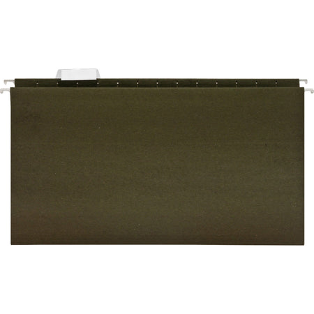 Business Source 1/5 Tab Cut Legal Recycled Hanging Folder - 8 1/2’’ x 14’’ - 11 pt. - Poly - Green - 100% - 25 / Box