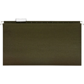 Business Source 1/5 Tab Cut Legal Recycled Hanging Folder - 8 1/2’’ x 14’’ - 11 pt. - Poly - Green - 100% - 25 / Box