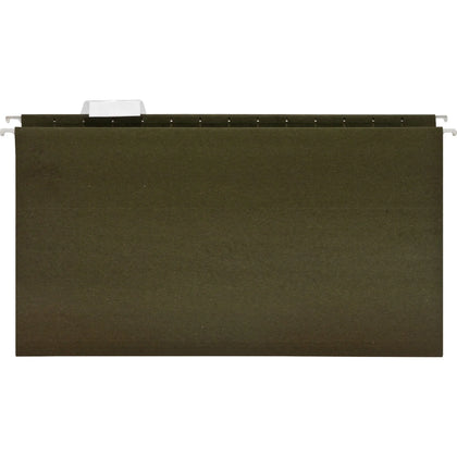 Business Source 1/5 Tab Cut Legal Recycled Hanging Folder - 8 1/2’’ x 14’’ - 11 pt. - Poly - Green - 100% - 25 / Box