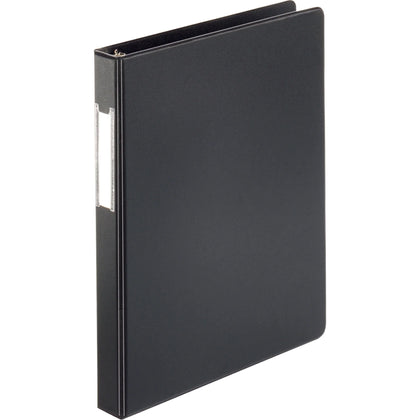 Business Source 1’’ Round Ring Binder: Vinyl Black Recycled - Letter Size - 3 Rings - Label Holder - Binders
