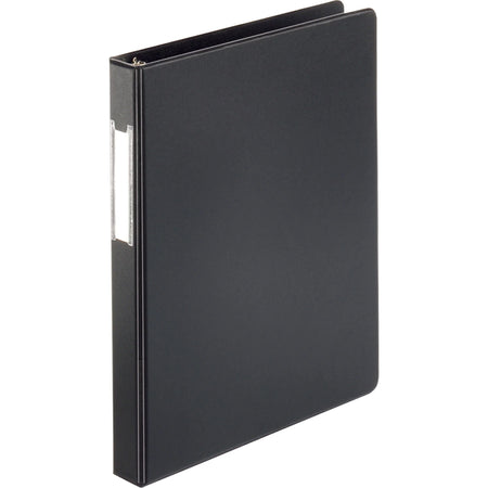 Business Source 1’’ Round Ring Binder: Vinyl Black Recycled - Letter Size - 3 Rings - Label Holder - Binders