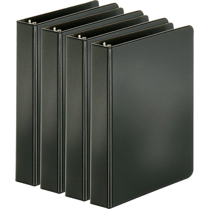 Business Source 1’’ Round Ring Binders - 240 Sheet Capacity - Black - Sturdy Design - 4 Pack