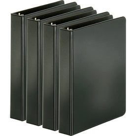 Business Source 1’’ Round Ring Binders - 240 Sheet Capacity - Black - Sturdy Design - 4 Pack