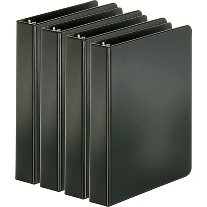 Business Source 1’’ Round Ring Binders - 240 Sheet Capacity - Black - Sturdy Design - 4 Pack